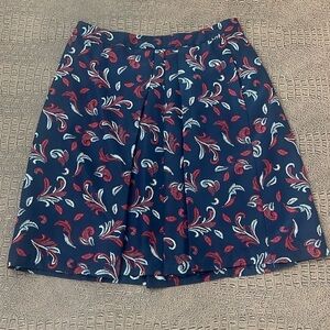 Brooks Brothers Navy Paisley A-Line Skirt Size 12 Pockets Lined